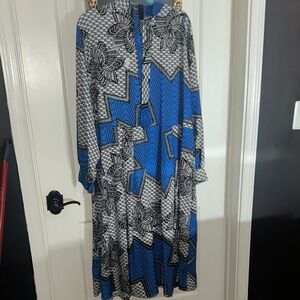 Blue and Black Patterned Women's Dress